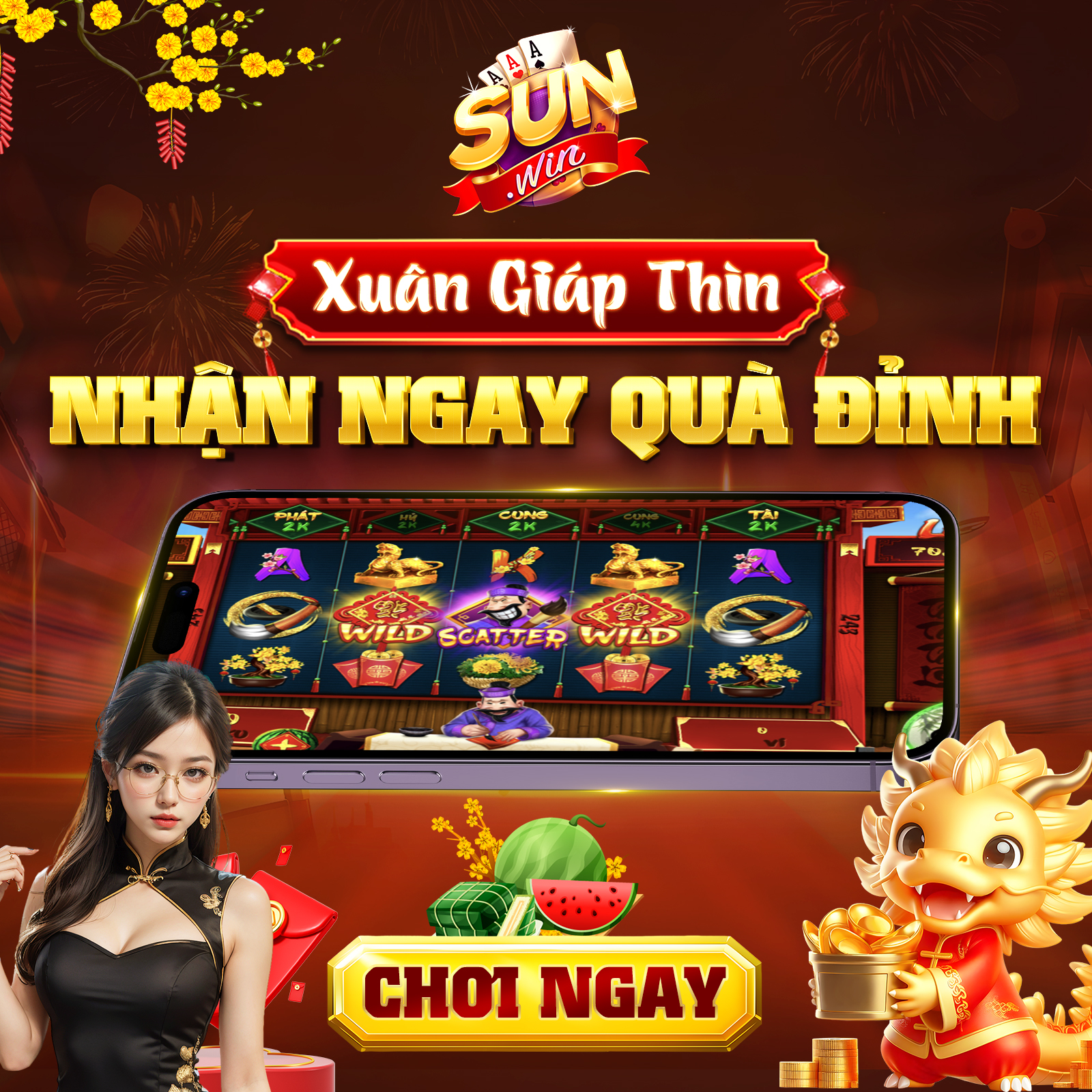 SUNWIN Xuan Giap Thin Slot ong do
